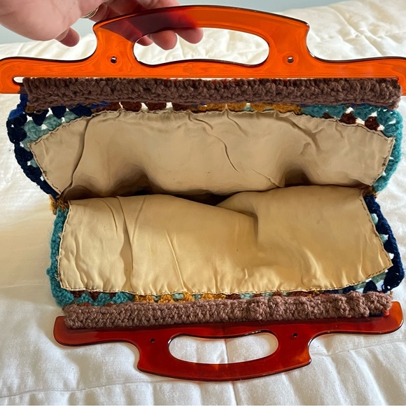 Vintage Handmade Granny Square Patchwork Colourful Crochet Handbag Boho Playful - Picture 3 of 5